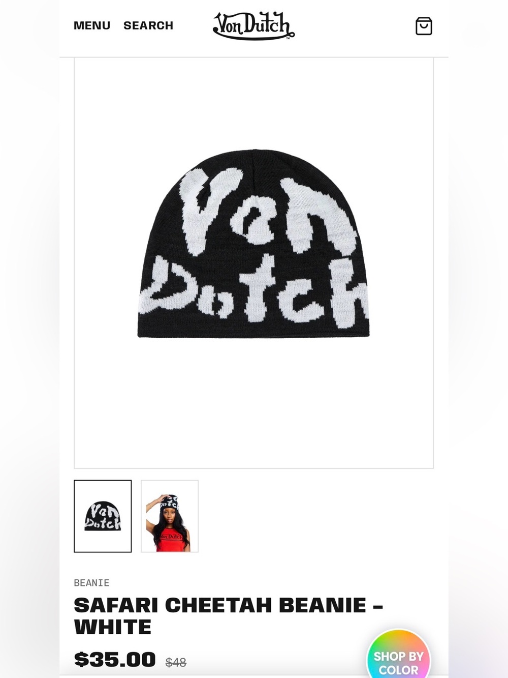 Von Dutch SAFARI CHEETAH BEANIE - WHITE. Brand new. In original packaging.